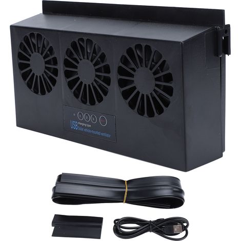 Ortviai Ventilateur d’Échappement Solaire pour Voiture – 3 Têtes, Purificateur d’Air et Rafraîchisseur, Noir (1/5)