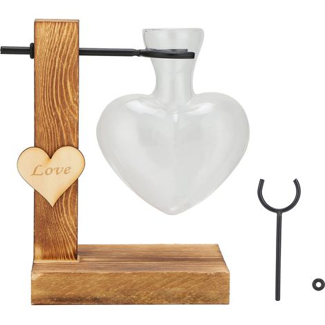 Vase en Verre Transparent pour Fleurs Séchées - Décoration de Bureau en Bois Hydroponique (1/5)