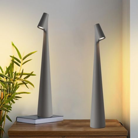 Set mit 2 kabellosen Tischlampen, grau, wiederaufladbar, berührungsempfindlich und wasserdicht, ideal zum Lesen, für Schlafzimmer, Wohnzimmer oder Nachttisch, 33 cm
