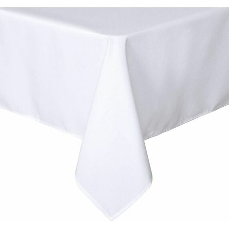 Rectangular Tablecloth - 60 x 84 inches - Stain and Wrinkle Resistant Washable Polyester Tablecloth, Decorative Fabric Table Cover for Dining Table, Buffet and Camping, White (1/5)