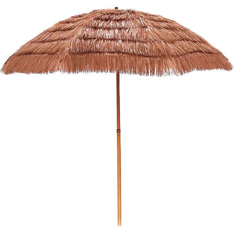 Ombrellone con snodo 220 cm parasole per piscina giardino terrazzo in acciaio copertura effetto paglia (1/5)