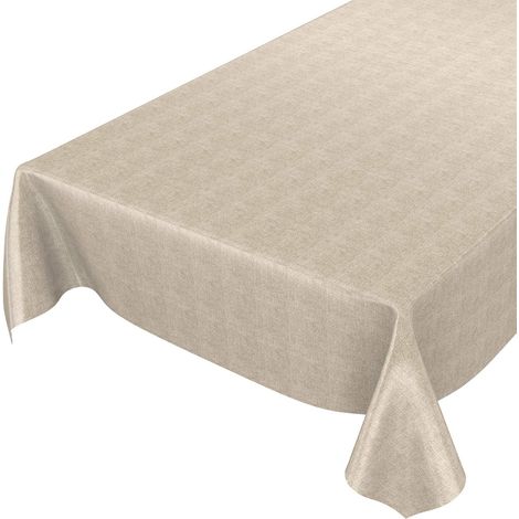 1 Nappe Toile Cirée Beige 100x140 Cm Lavable Aspect Lin Intérieur Extérieur (1/5)