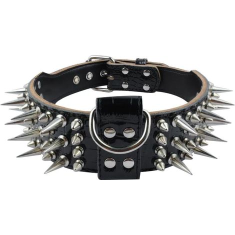 Collier pour chien en cuir clouté avec laisse, rivets en cuir PU pour chien Pit Bull - Collier pour chat en cuir durable avec clous à pointes pour races de petite, moyenne et grande taille