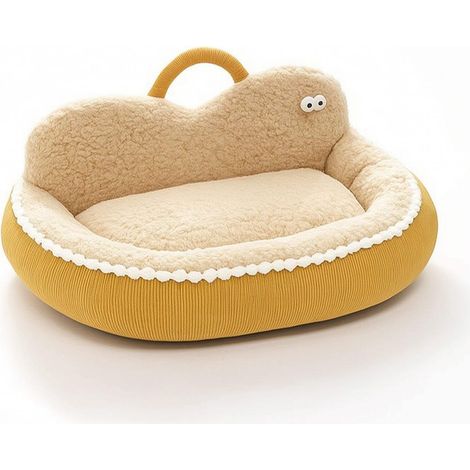 Lit pour chat en peluche lavable, canapé pour animaux de compagnie, housse amovible, lit apaisant pour chats, L (1/3)