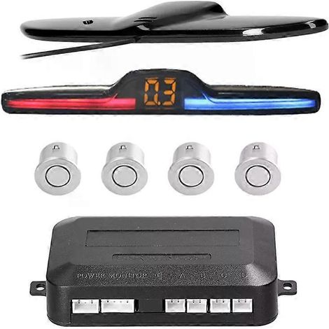 Kit radar de recul pour voiture, système de capteurs de stationnement avec 4 capteurs, assistance au stationnement, affichage de la distance par LED et alerte sonore - JXLGV (1/4)