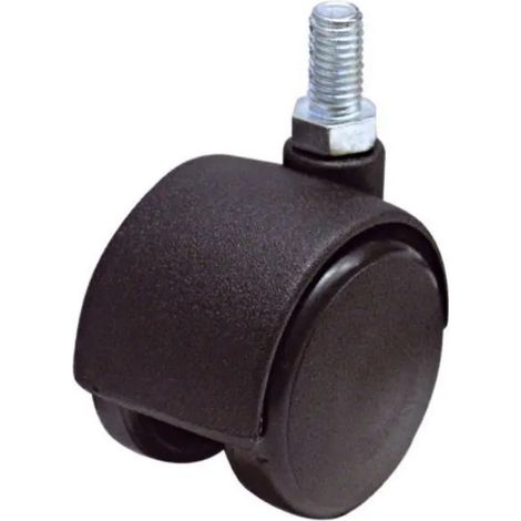 Roulette Twiny double galet noire à tige fileté pivotante M8 40mm - GUITEL HERVIEU - 727209