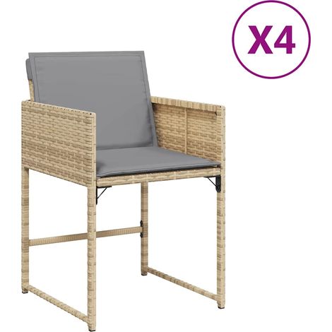Maison Exclusive - Gartenstühle mit Kissen 4 Stk. Beigemischung P