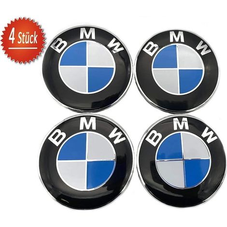 Kit de remplacement de 4 emblèmes BMW : logos pour enjoliveurs de roue, capot et coffre (1/4)