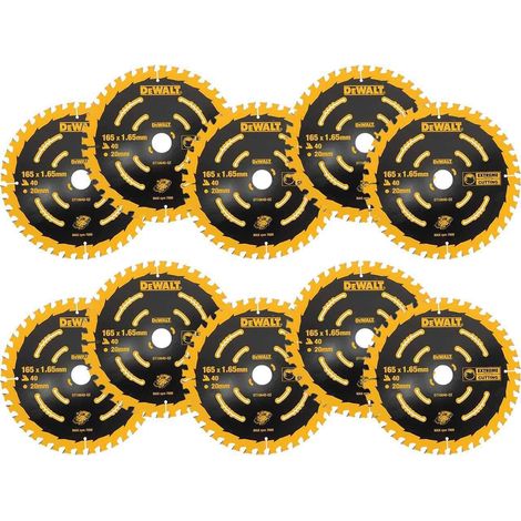 Dewalt DT10640 10 x Circular Saw Blade 165 x 20 x 40T Extreme Framing DCS391 (1/4)