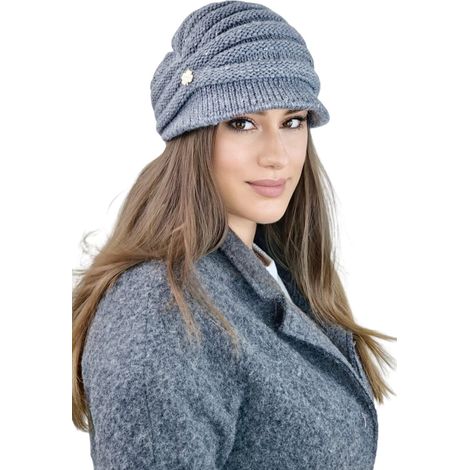 Bonnet en laine gris foncé pour femme - Cometa (1/3)