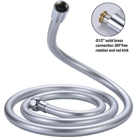 Tubo doccia, argento 1,5 m / 59,01 pollici G1/2 pollice Tubo doccia portatile per doccia da bagno A-Crezuo