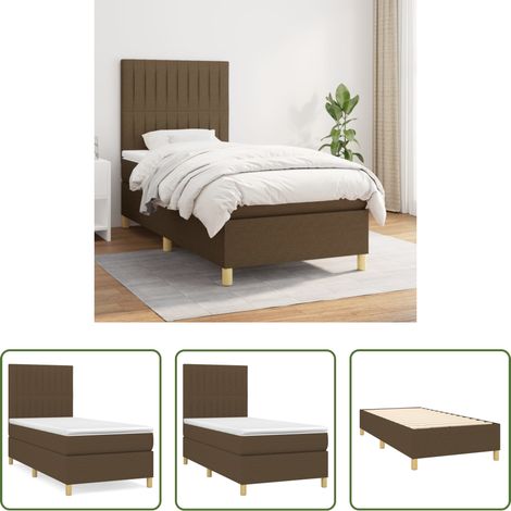 Matratze - Boxspringbett mit Matratze Dunkelbraun 90x190 cm Stoff (1/5)