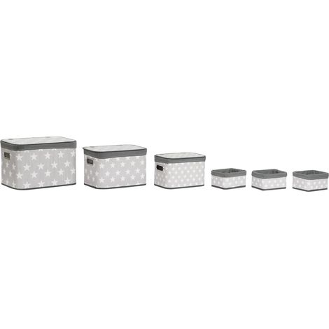 Set von 6 Bambus -Polyesterkörben 51x35x33 Polyester Bamboo Star MDF Multicolore -Farbfamilienkörbe und Boxen Details Details (1/5)