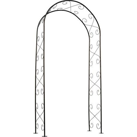 Pergola Bogen - NATUR - Metall - 112,5 x 39,5 x 231 cm - Schwarz - Dekor mit Voluten (1/5)