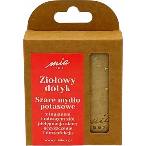 Herbal Touch, un jab贸n gris de potasio con bardana para pieles que necesitan desinfecci贸n. Jab贸n natural de potasio - Suave para el cuerpo, hecho a mano.