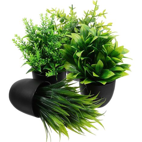 4pcs Plantes Artificielles en Pot Design Réaliste Bonsaï Décorations Vertes sans Entretien pour Villas et Hôtels Intérieur (1/5)
