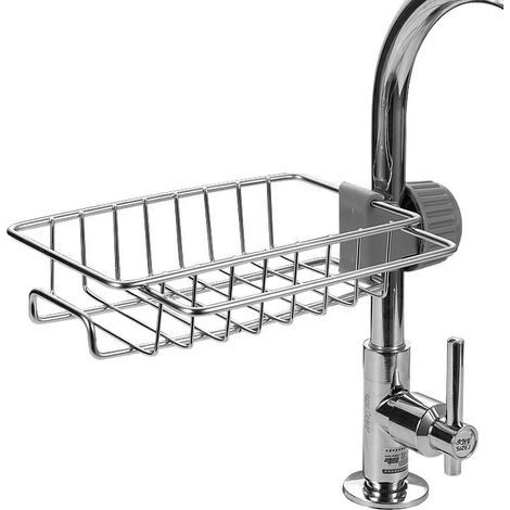 Panier d'évier,Au-Dessus de l'étagère du Robinet pour évier de Cuisine - égouttoir de Robinet Suspendu détachable en Acier Inoxydable pour Salle de Bain, épurateurs, Savon, Vaisselle (1/5)