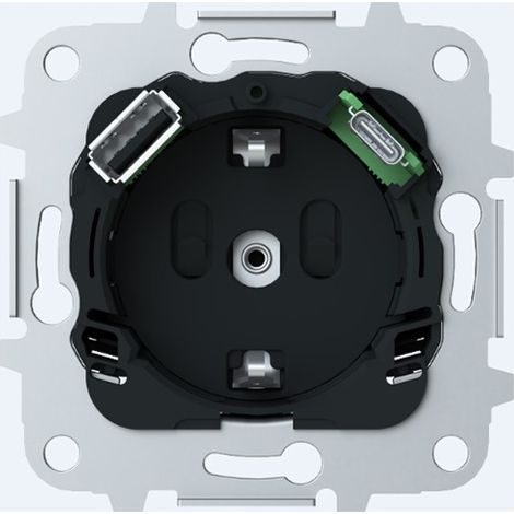 Base enchufe schuko con cargador USB A+C 8188.4 de Niessen (1/2)