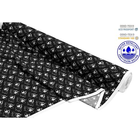TESSUTI DECORATIVI PER ESTERNI OXFORD - Motivo bulldog disegnati su nero I DR093 (1/5)