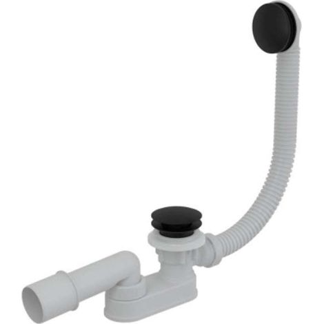 Alca Juegos de desagüe - Juego de desagüe y rebosadero para bañera, longitud 800 mm, ClickClack, negro mate A507BLACK-80 (1/2)