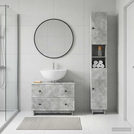 Beyamis Ensemble de 2 meubles de salle de bain EDE Gris Béton (1/5)