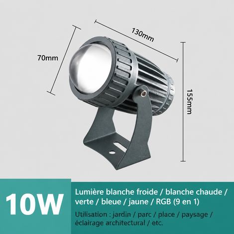 Projecteur LED extérieur spot faisceau étroit 10W lumière verte étanche IP67 10w réf 0649 500 g – Livraison gratuite