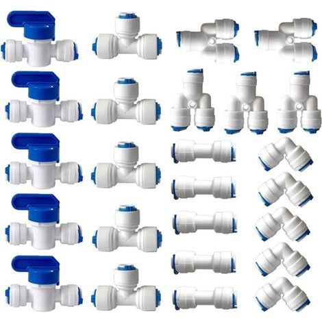 1/4" (6 mm) Pushfit-Umkehrosmose-Anschluss – 25-teiliges Set für RO-Systeme – Werkzeuglose Schnellverbindung – Kompatibel mit Kupfer, PEX und PVC (1/5)