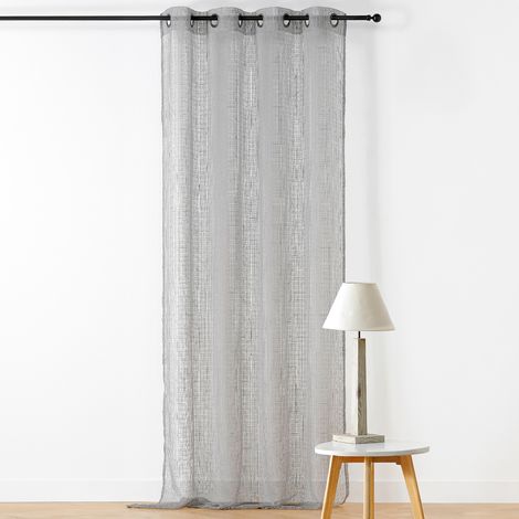 Voilage à Oeillets  - Effet Filet Gris 140x260 cm (1/2)