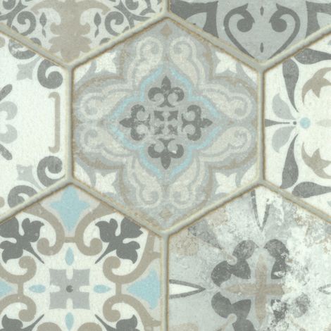 Sol vinyle Textile effet carrelage hexagonal - Rouleau de 2m x 19m (1/5)