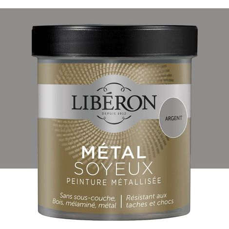 Peinture métallisée 0,5 L – Finition soyeuse argent – Résistante aux taches et chocs – Pour meubles en bois – Liberon (1/3)