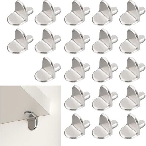 20 Pieces Shelf Support Pegs, 5mm L-Shaped Shelf Support Pegs for Wood and Glass Cabinet Storage Furniture Cupboard Bookshelf