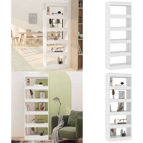 Bibliothèque/séparateur de pièce blanc bois d'ingénierie - Bibliothèque Blanche - Meuble Rangement - Étagère Bois - Séparateur Pièce - Bibliothèque Moderne - Home & Living (1/5)