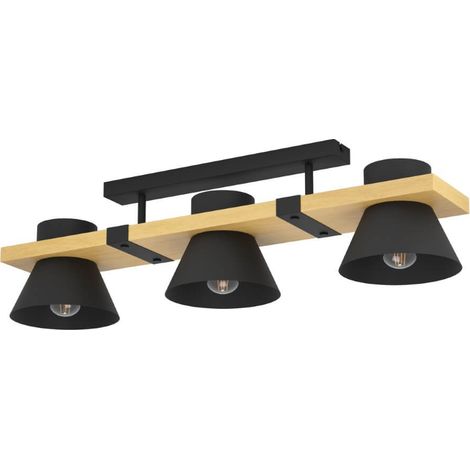 Plafond MacCles Steel, Bois noir, marron E27 3x15W L: 78 cm B: 18 cm H: 20,5 cm (1/3)
