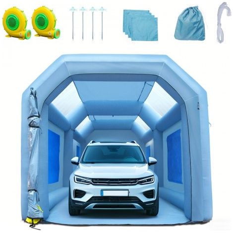 Cabine de Peinture Gonflable 6x3x2,5 m Tente Peinture Gonflable Automobile en Tissu Oxford 210D avec Système de Filtration 2 Souffleurs Station de Travail pour Pose de Peinture Atelier Garage (1/4)