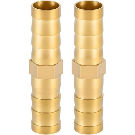 Lot de 2 Raccords en Laiton 10 mm, Connecteur Droit pour Tuyaux Air, Gaz, Eau, Carburant, Usage Industriel (1/4)