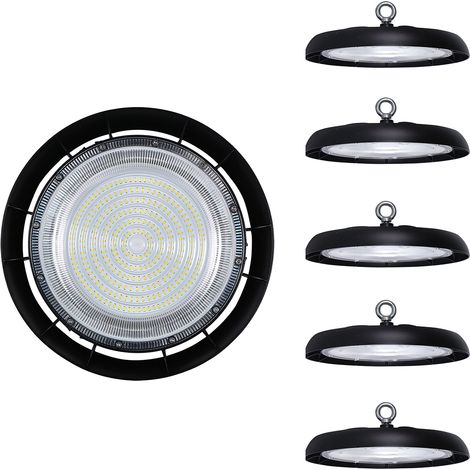 Pack de 5 projecteurs LED UFO 200W – Lumière blanche froide 6400K – 22000Lm – IP65 pour entrepôts et ateliers – Digilamp