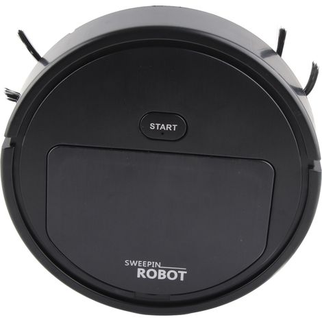 Aspirateur robot 3 en 1 rechargeable, silencieux et intelligent, pour cheveux, poussière et débris, noir (1/5)
