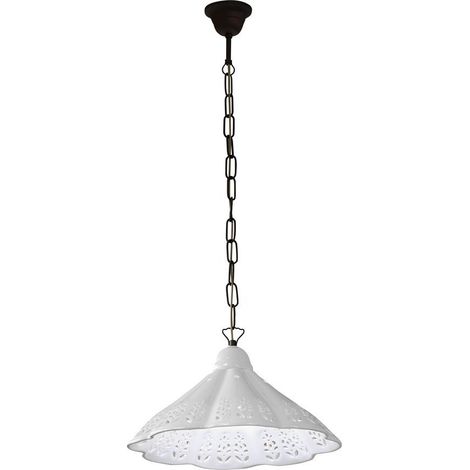 LAMPEDUSA suspension E27, 60W, 230V, IP21, abat-jour en céramique, 39cm, chaîne en laiton (1/4)