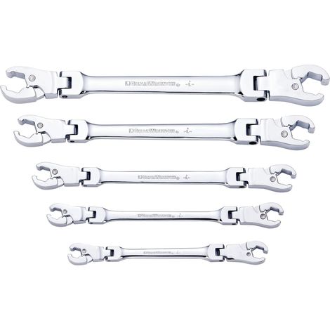 Lot de 5 clés à écrou évasé à tête flexible et cliquet, SAE - 89100 (1/4)