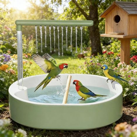 Douche pour oiseaux, perruches, calopsittes, bain automatique pour oiseaux, cascade et robinet de circulation, accessoires de cage, système d'eau en ABS, 31,8 x 28 x 25 cm, alimentation USB (1/5)