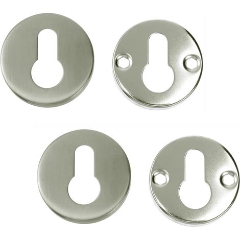 Lot de 2 caches de serrure ronds à mortaiser avec base pour serrures européennes standard (acier inoxydable) (1/5)