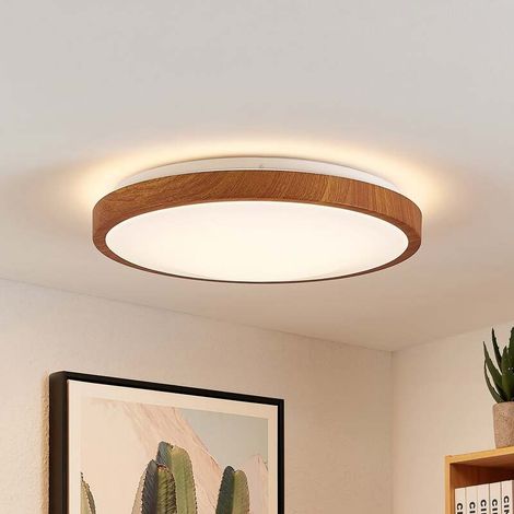 [NEUWERTIG] B-Ware Lindby Deckenleuchte Mynte LED Lampe Leuchte warmweiß Holzoptik Ø42cm 3000K (1/2)