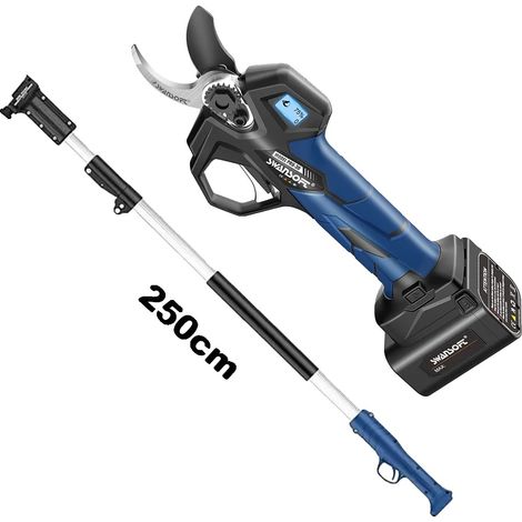 Sécateurs Électriques, Fonction de Coupe Progressive, Écran LED, avec un poteau de 250cm, deux batteries (1/2)