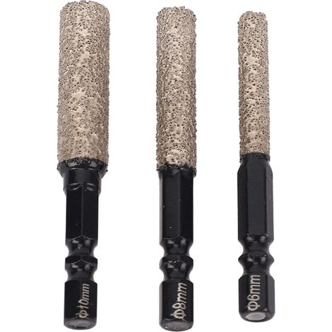 Jeu de 3 forets diamantés 2 en 1 à tige hexagonale multifonctionnelle, mèche en verre de 6mm 8mm 10mm pour la rénovation de la maison (1/5)