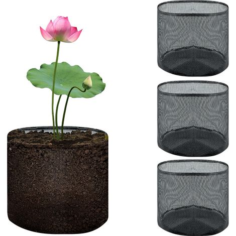Lot de 4 grands sacs de plantation hydroponiques réutilisables en maille hydroponique pour étang 18 cm de hauteur x 18 cm de diamètre (rond) (1/3)
