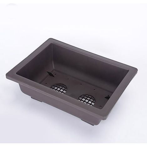 Pot rectangulaire pour plantes succulentes avec soucoupe, grand format, système de drainage simple, pot épais