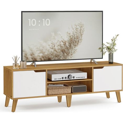 Mobile porta TV con ripiano regolabile per TV fino a 65 pollici lungo 147 cm stile di transizione per soggiorno/camera da letto marrone 120006576