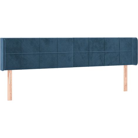 Tête de lit,Panneau décoratif avec oreilles Bleu foncé 203x16x78/88 cm Velours CFW8948389 (1/5)