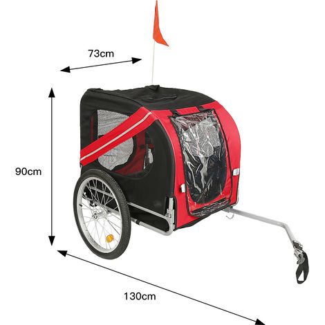 WYCTIN®Remolque de bicicleta para perros rojo y negro --- ETO