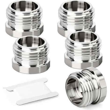 5 pièces stainless steel Reducer Hex Bushing,3/4 x 1/2BSP, 304 Threaded Pipe Fitting,Garden hose adapter (1/4)
